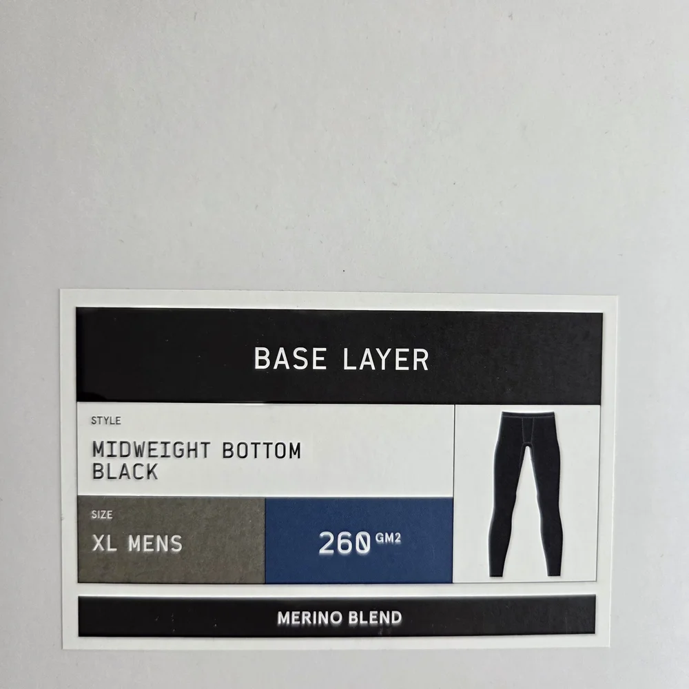 Le Bent Mens Black Wool Blend Base Layer Midweight Bottom 260 Size XL NWT $130